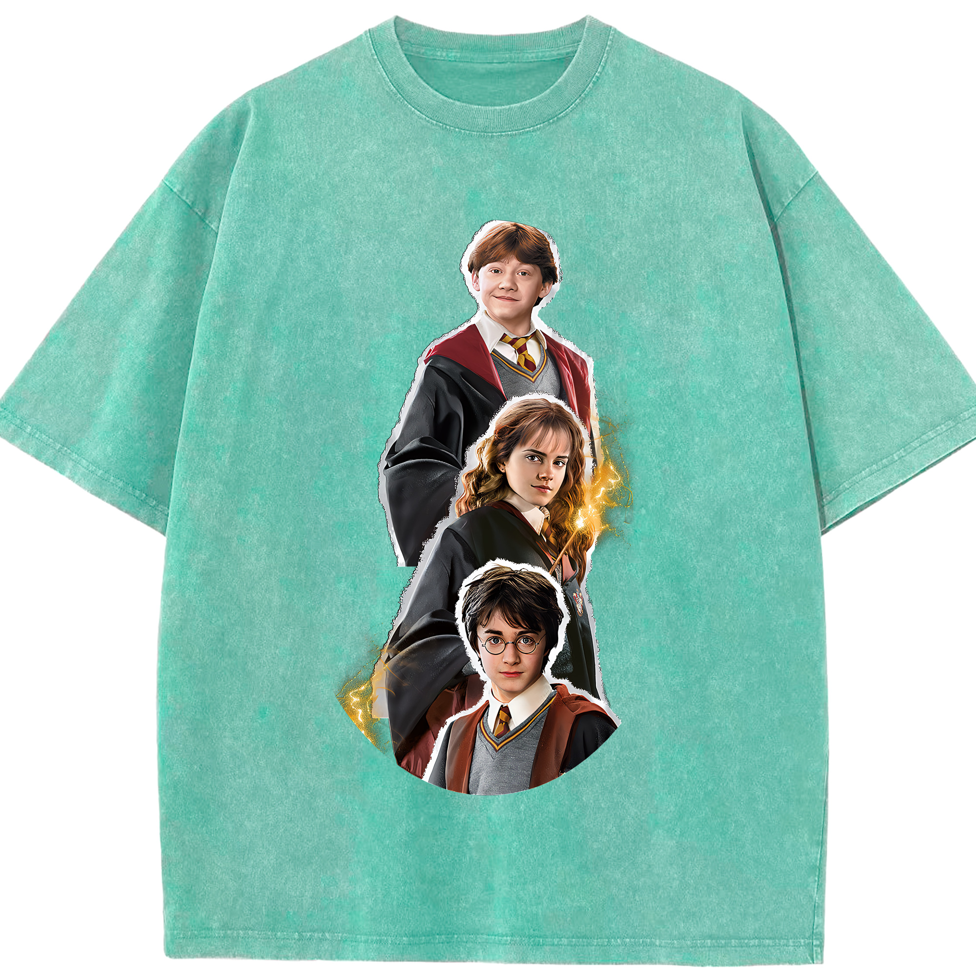 （画像用） Harry Potter ハリー・ポッターシリーズ 綿100% ヴィンテージ風 半袖Tシャツ（フロントプリント）
